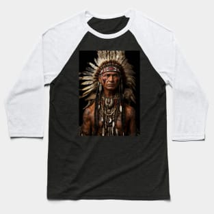 Cherokee Indian Chief Native American Warrior Baseball T-Shirt